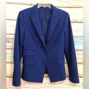 Express Womens Jacket Blazer Blue Lined One Button Closure Pockets Size 10